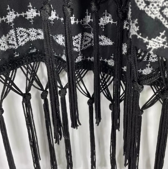 Fringe Embroidery Boho BLACK brown  Size Small/Medium - Picture 4 of 6